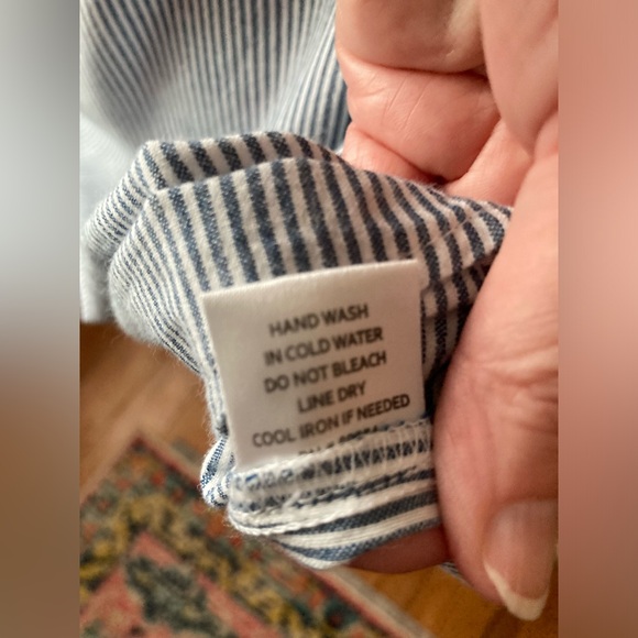 DizzyLizzy Blue and White Striped and Embroidered Tunic Top - SZ L - Picture 9 of 13